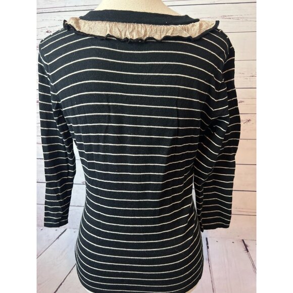 CAbi #276 The Flirt Ruffle Cardigan Sweater size Small 276 Knit Striped Cotton - Picture 5 of 10